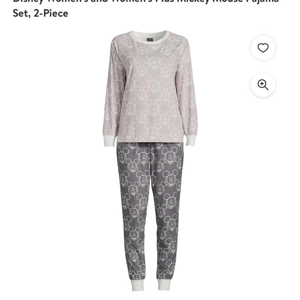Disney Women's Plus Mickey Mouse Pajama Set, 2-Piece